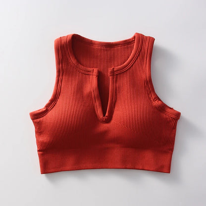 Sports bra with cleavage opening