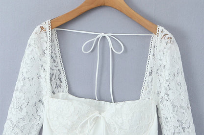 French style dress with lace sleeves