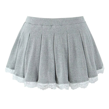 Gray skirt with lace at the end