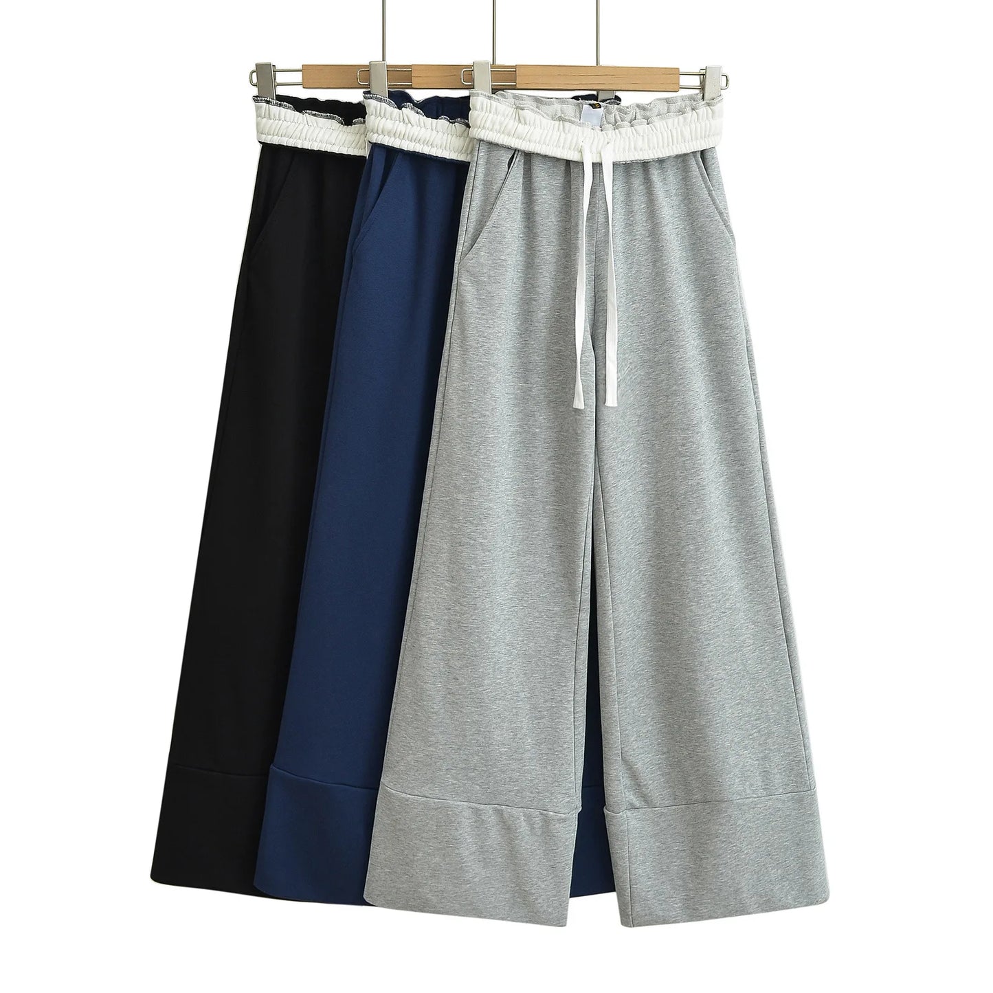 Sweatpants with folded rubber