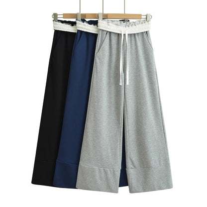 Sweatpants with folded rubber