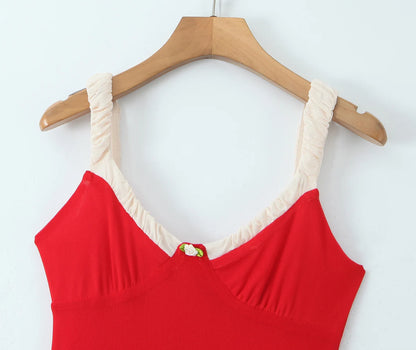 Red dress with a small flower