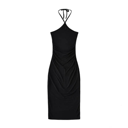 Collared dress with pleats at the waist
