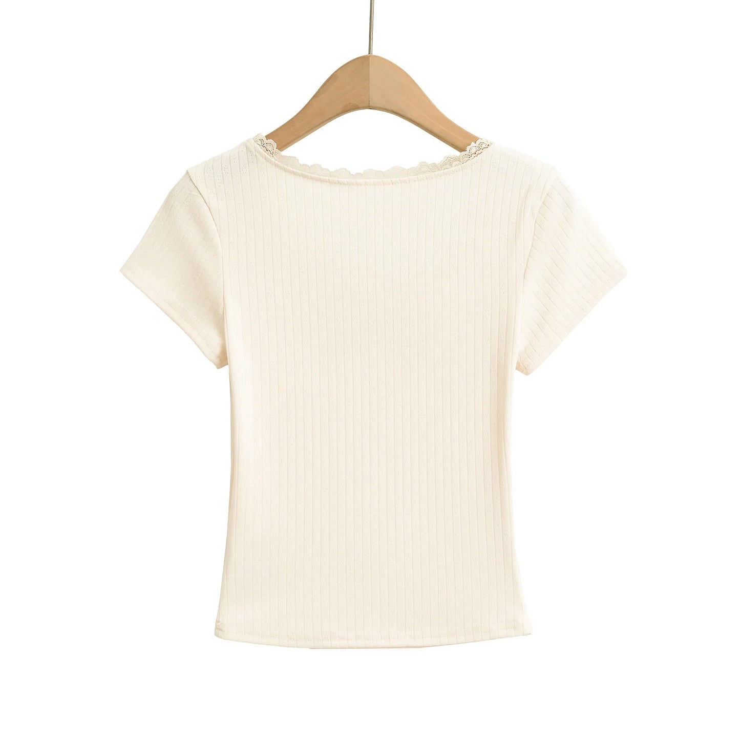 Shirt with lace bow