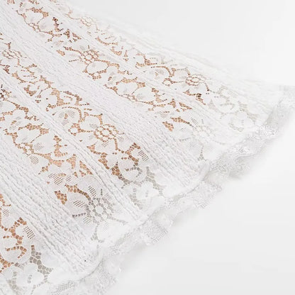Long strapless lace dress