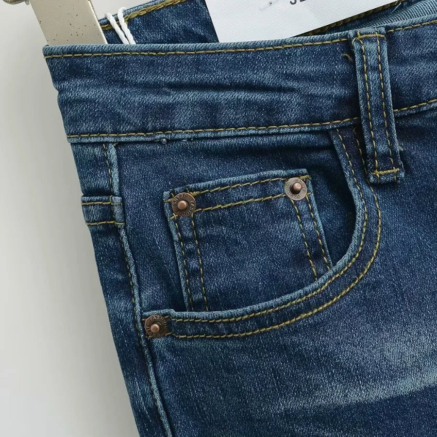 Washed flared jeans
