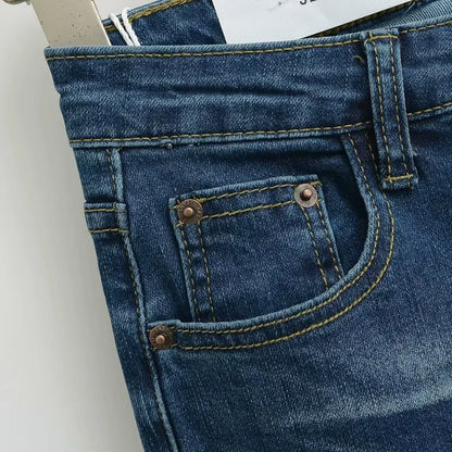 Washed flared jeans