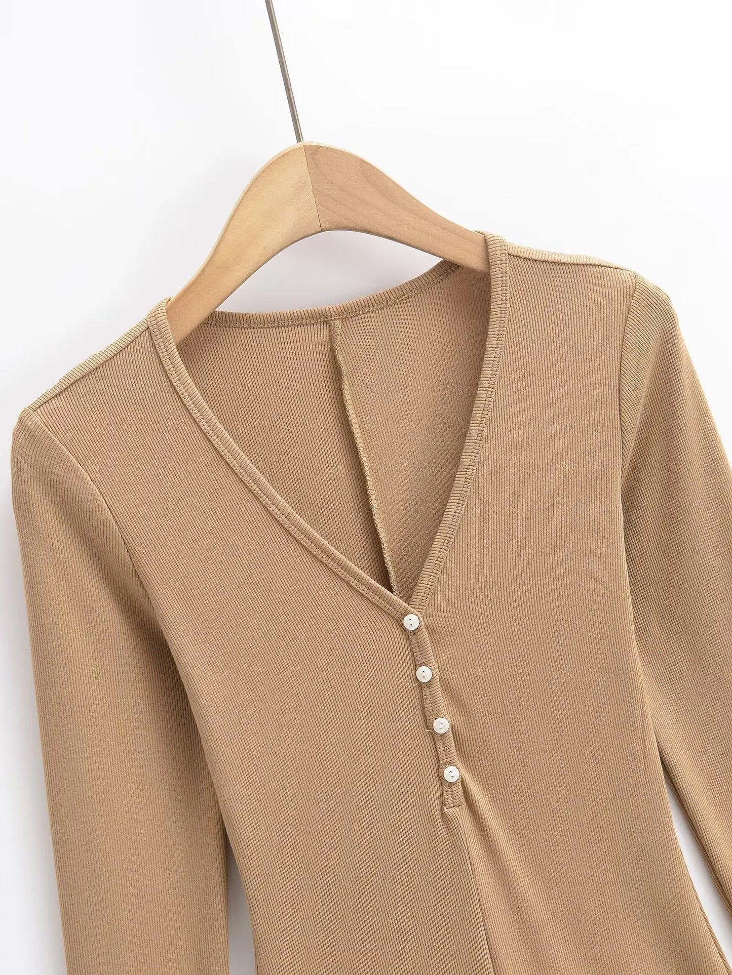 Buttoned v-neck overall