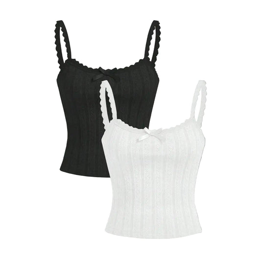 2 גופיות אסתטיות תחרה וסרט