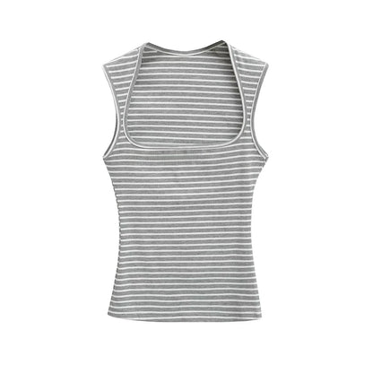 Striped tank top with square neckline