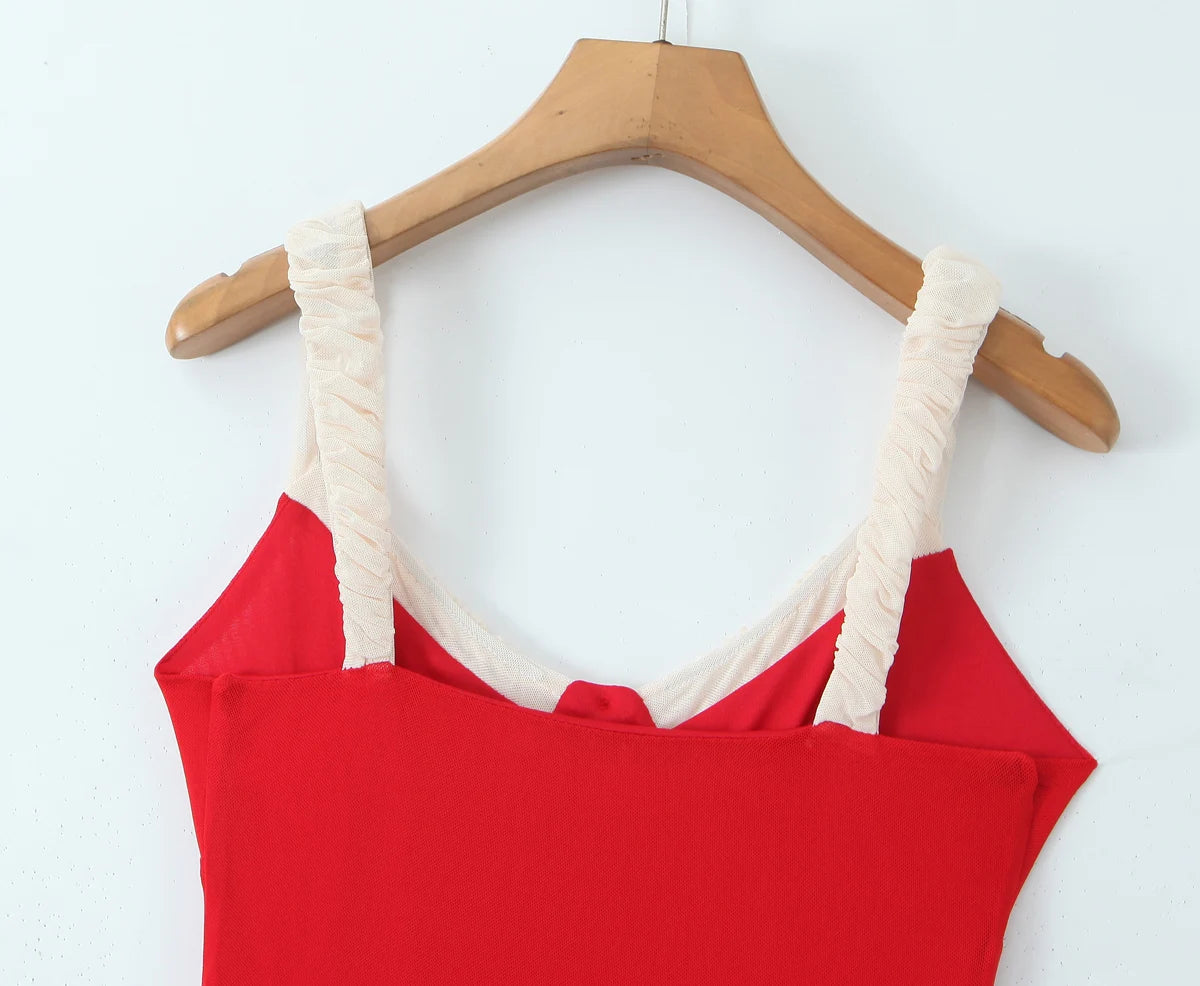 Red dress with a small flower