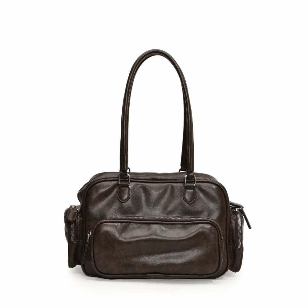 A small handbag with several pockets