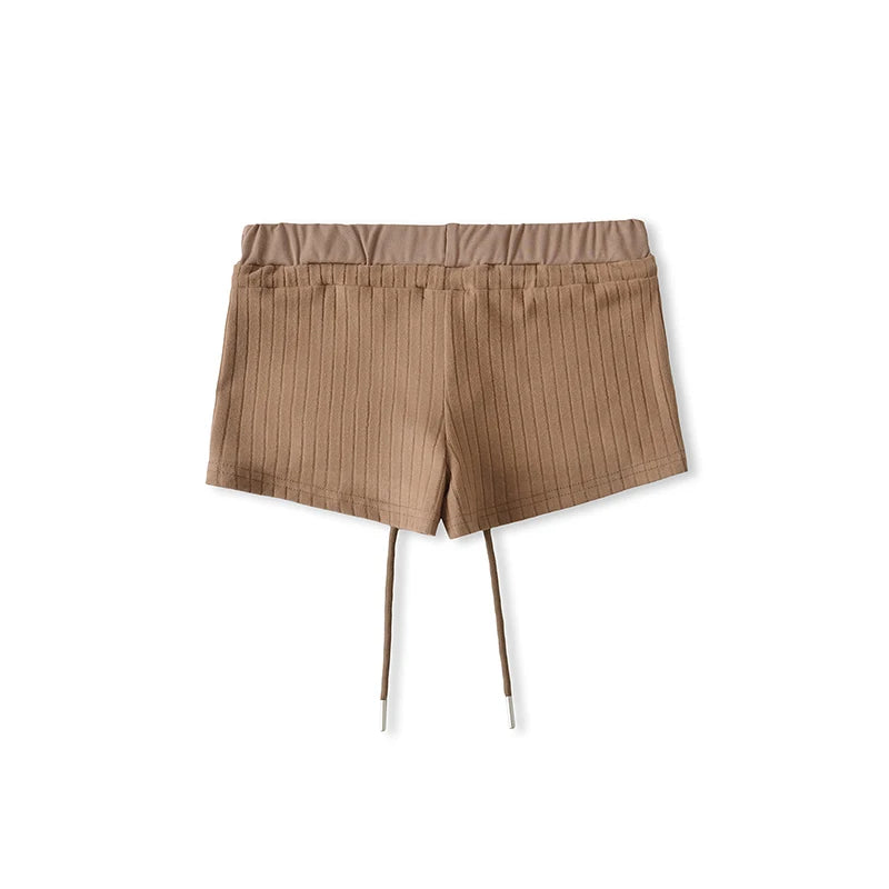 Mini shorts with striped texture