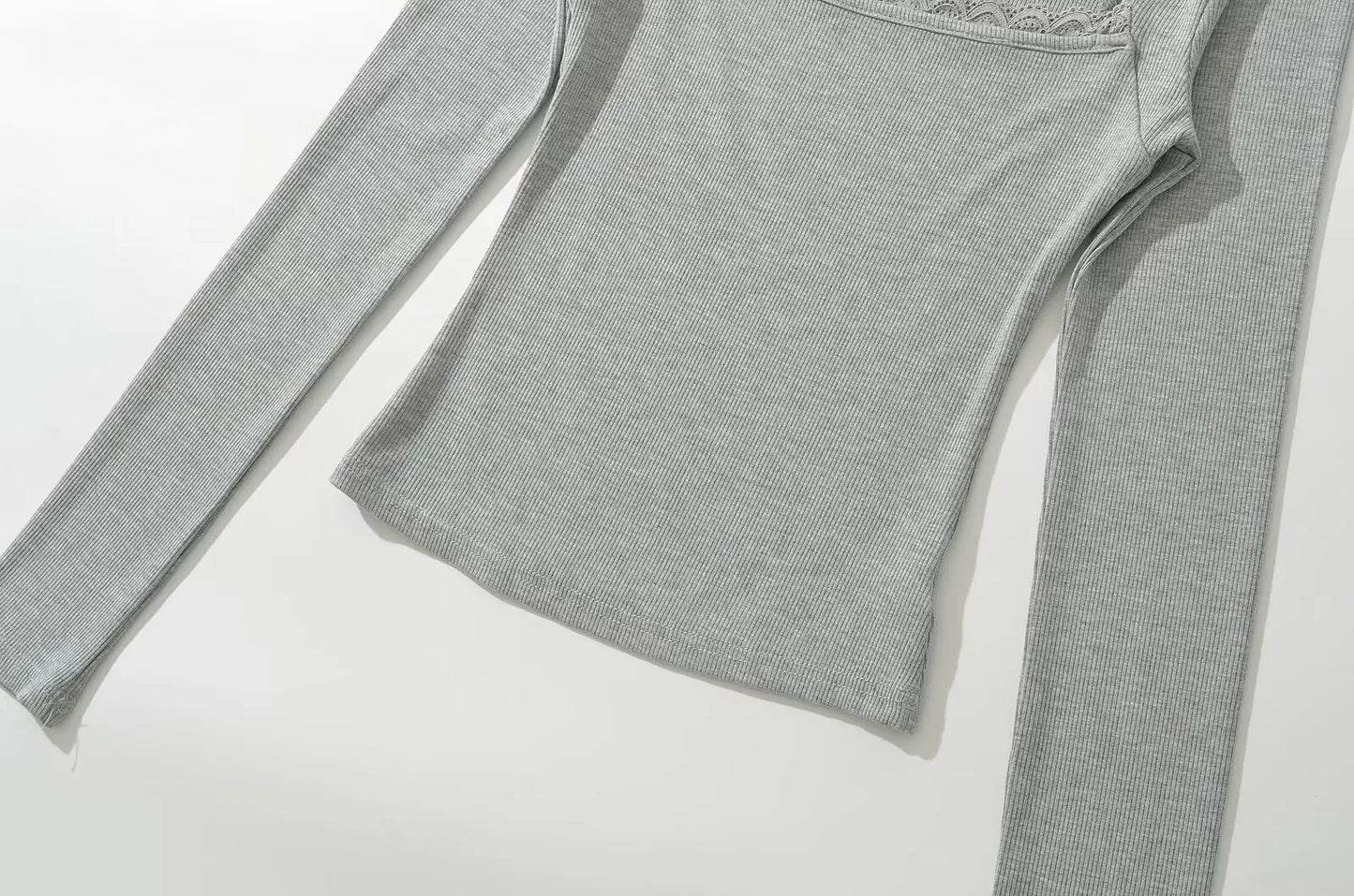 Shirt with square lace neckline