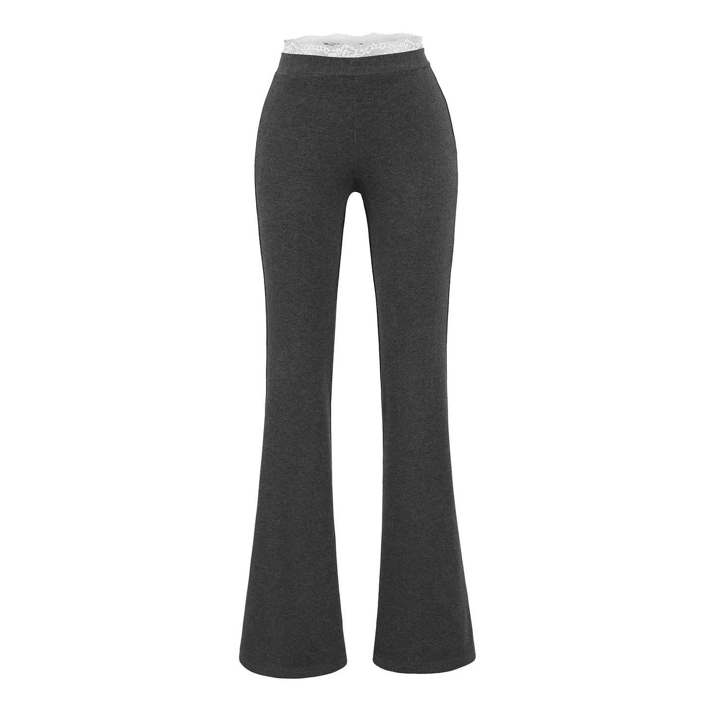 Long pants with lace trim