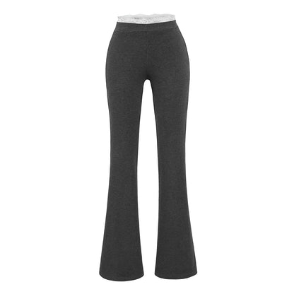 Long pants with lace trim