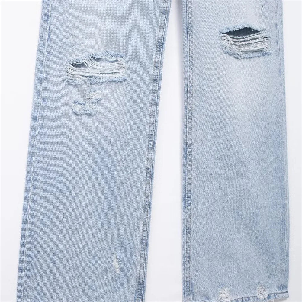 Long jeans with tears