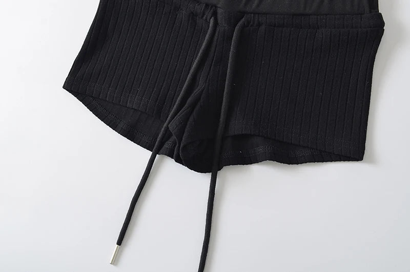 Mini shorts with striped texture
