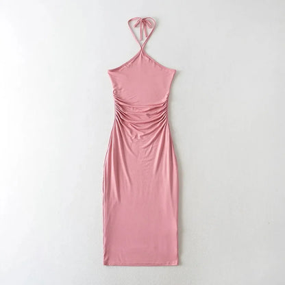 Collared dress with pleats at the waist