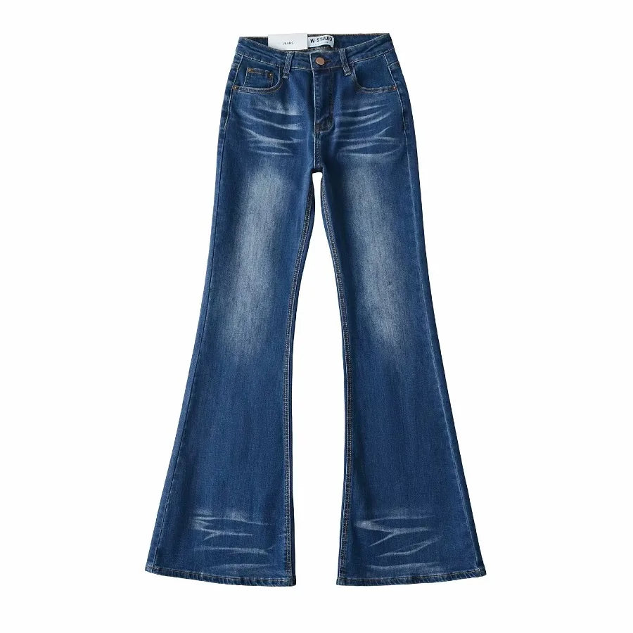 Washed flared jeans