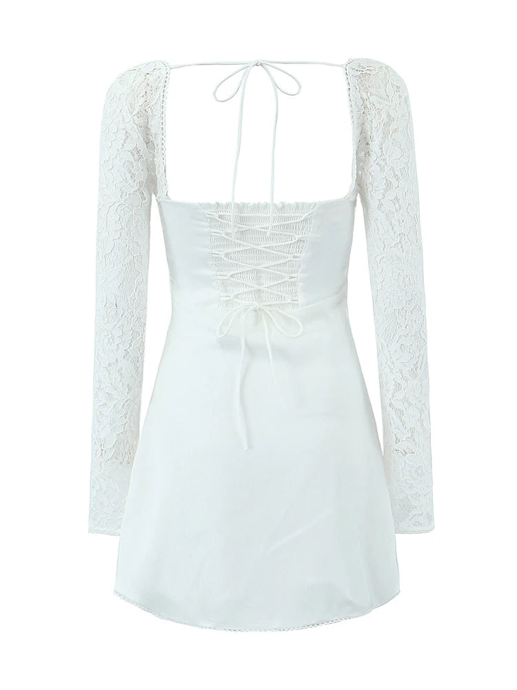 French style dress with lace sleeves