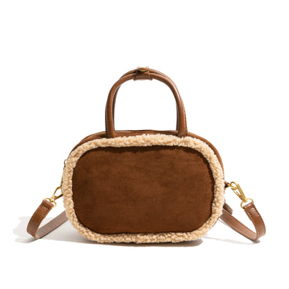 Square shaped handbag with square fur