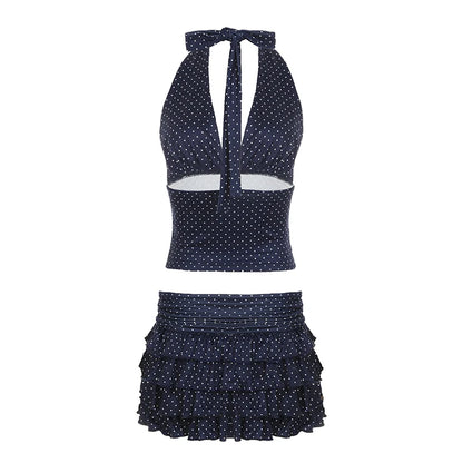 Dotted skirt and tank top set