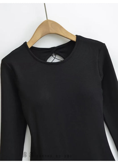 A dress with a built-in bra and an open back