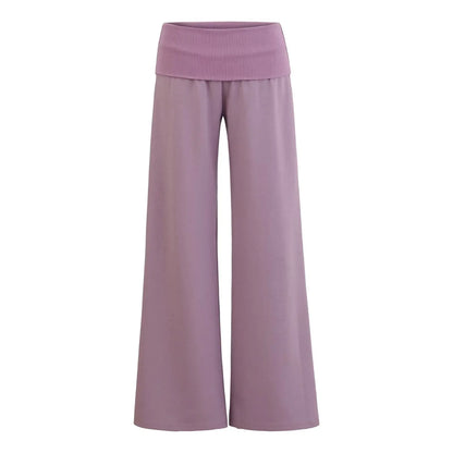 מכנסיים רחבים עם מותן מקופלת בגזרה נמוכה