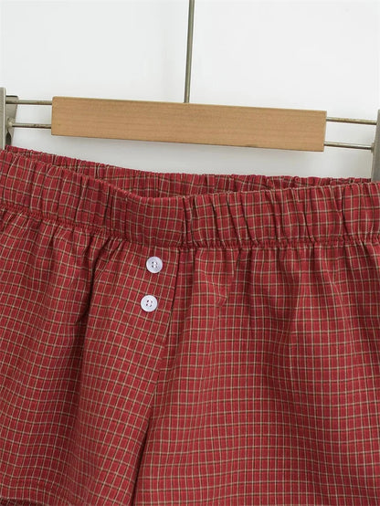 Two button checkered shorts