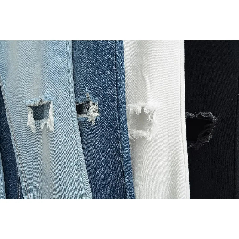 Jeans with a tear in the knee