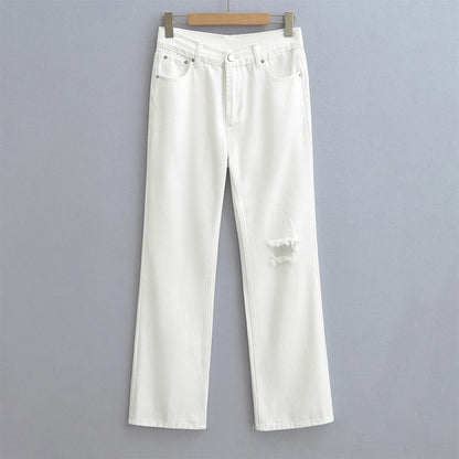 Jeans with a tear in the knee