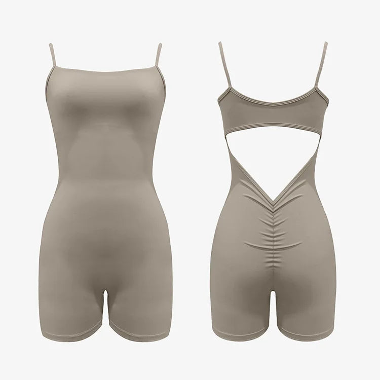 Triangular open back sports overalls