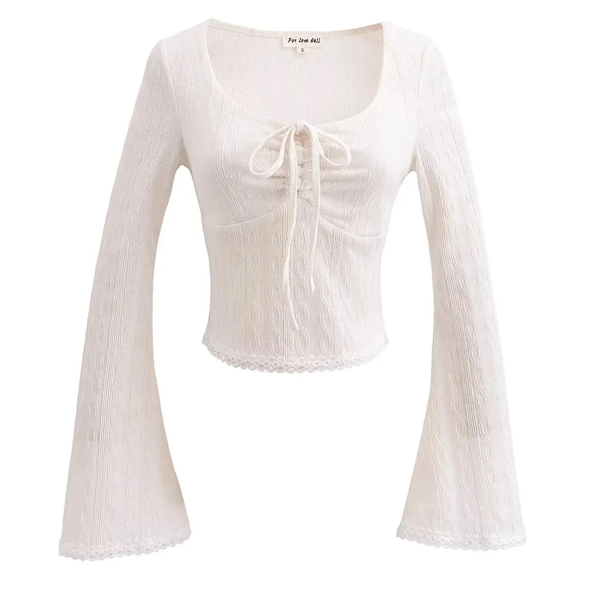 Aesthetic shirt with a tie in the chest and lace decorations