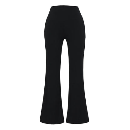 Flared pants with thick elastic at the waist