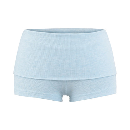 Shorts with folded rubber