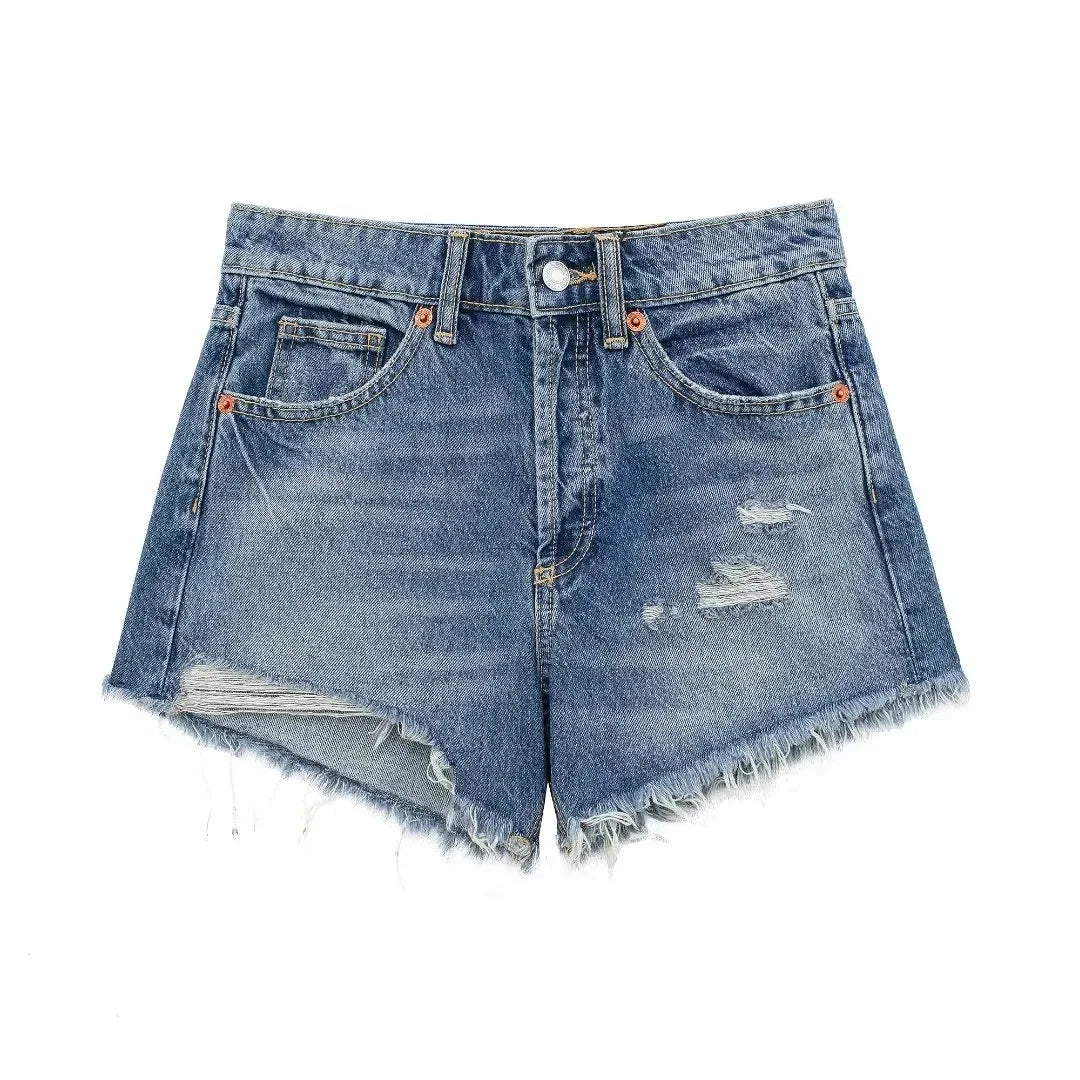Basic ripped short jeans