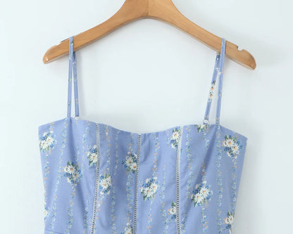 Blue dress with white flowers