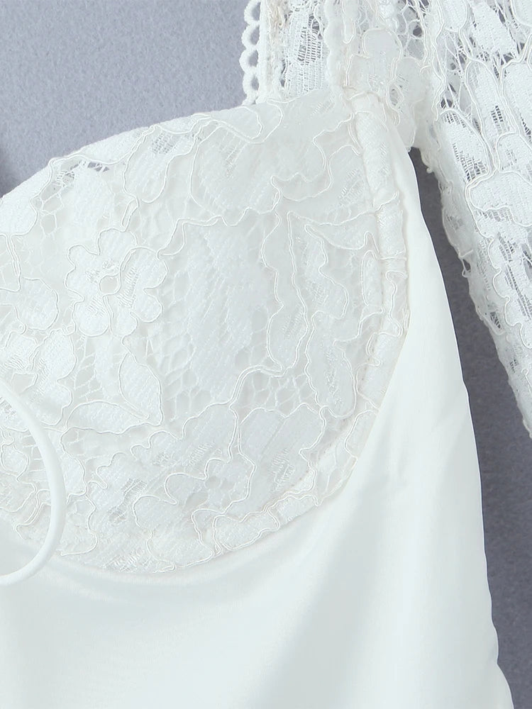 French style dress with lace sleeves
