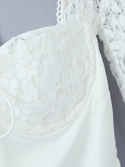 French style dress with lace sleeves