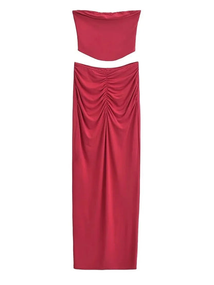 Shrinking and strapless skirt set