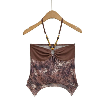 Beaded collar tank top