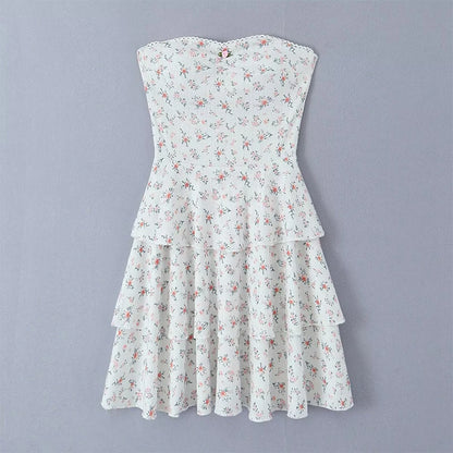 Floral layered strapless dress