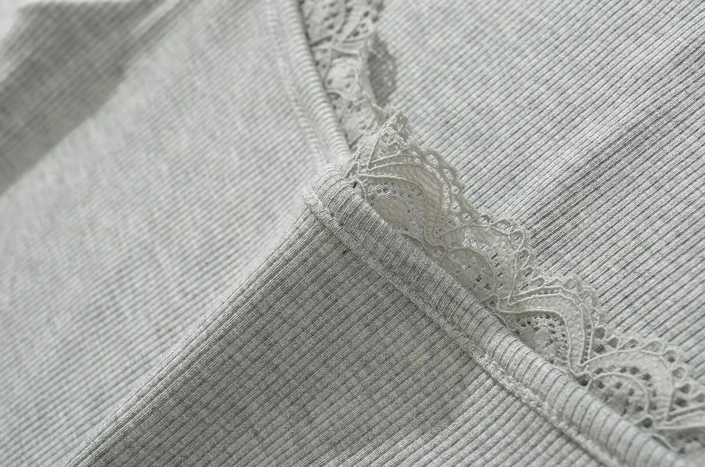 Shirt with square lace neckline