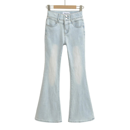 Wide jeans with ribbons at the back