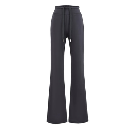 Soft, flared pants with the option of folding into a low cut