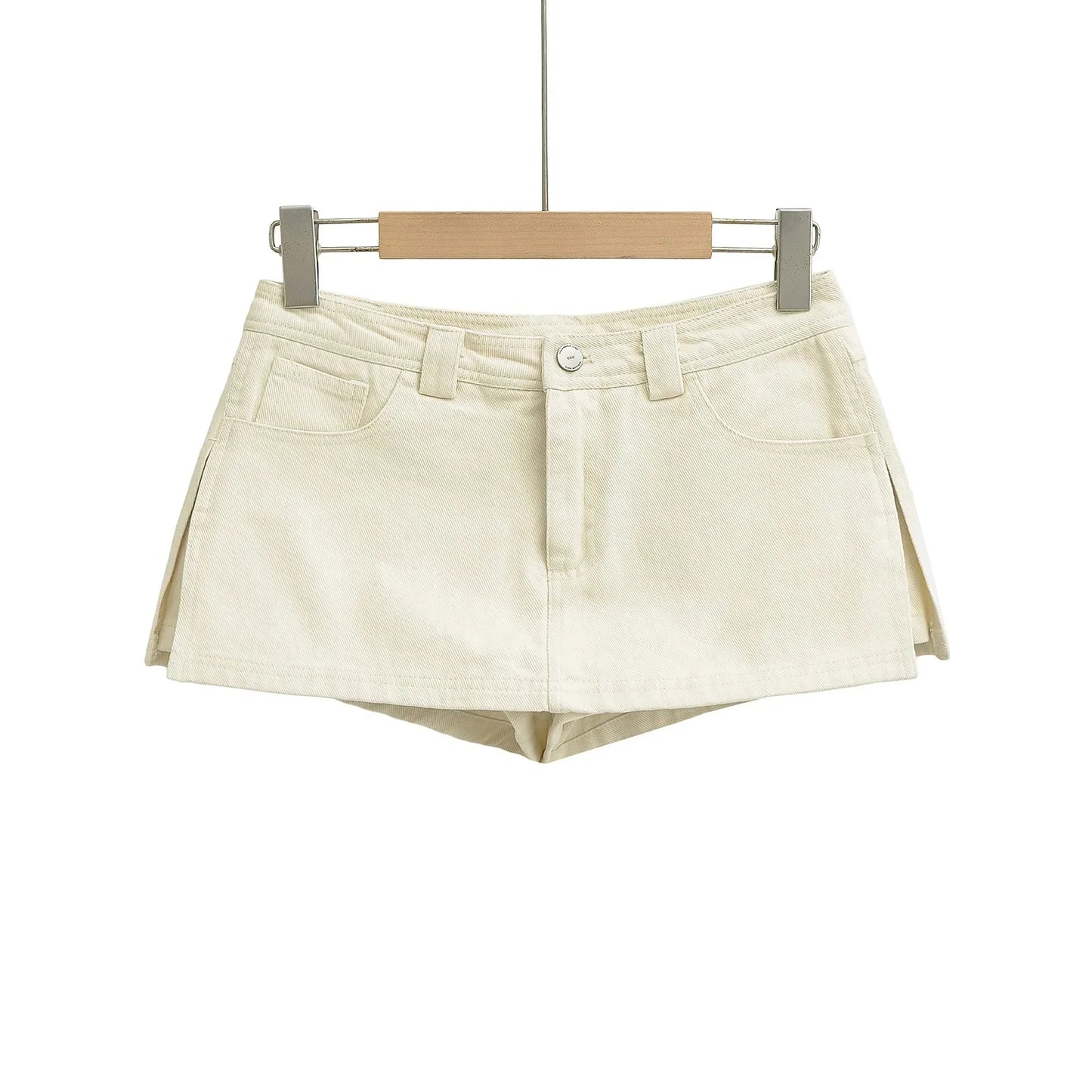 Denim skirt with built-in low cut pants