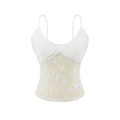 French style lace triangle tank top