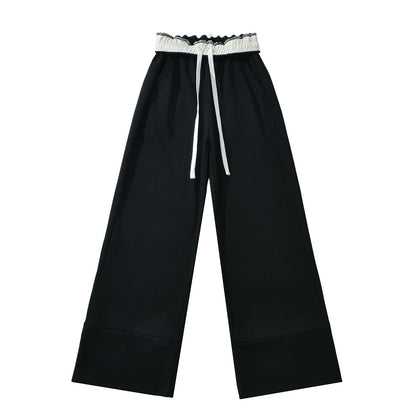 Sweatpants with folded rubber