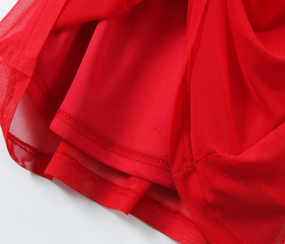 Red dress with a small flower